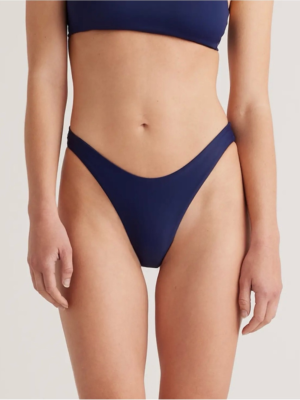Italian High-Leg Bikini Bottom in Navy.